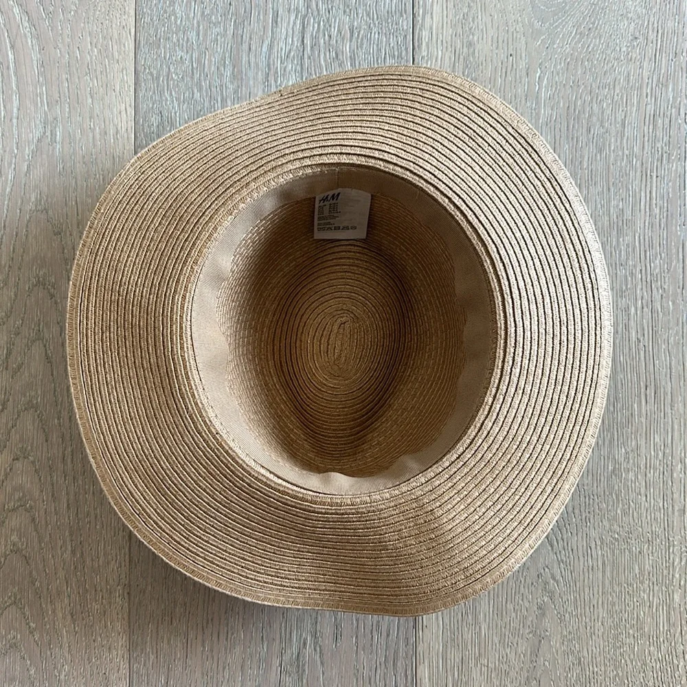H&M Straw Hat Fedora with Blue Ribbon